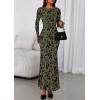 imagePRETTYGARDEN Womens Floral Bodycon Maxi Dress 2025 Fall Elegant Mesh Long Sleeve Formal Wedding Guest Cocktail DressesArmy Green