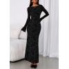 imagePRETTYGARDEN Womens Floral Bodycon Maxi Dress 2025 Fall Elegant Mesh Long Sleeve Formal Wedding Guest Cocktail DressesBlack