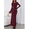 imagePRETTYGARDEN Womens Floral Bodycon Maxi Dress 2025 Fall Elegant Mesh Long Sleeve Formal Wedding Guest Cocktail DressesBurgundy