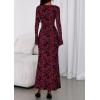 imagePRETTYGARDEN Womens Floral Bodycon Maxi Dress 2025 Fall Elegant Mesh Long Sleeve Formal Wedding Guest Cocktail DressesBurgundy