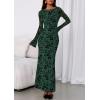 imagePRETTYGARDEN Womens Floral Bodycon Maxi Dress 2025 Fall Elegant Mesh Long Sleeve Formal Wedding Guest Cocktail DressesDark Green