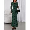 imagePRETTYGARDEN Womens Floral Bodycon Maxi Dress 2025 Fall Elegant Mesh Long Sleeve Formal Wedding Guest Cocktail DressesDark Green