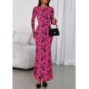 imagePRETTYGARDEN Womens Floral Bodycon Maxi Dress 2025 Fall Elegant Mesh Long Sleeve Formal Wedding Guest Cocktail DressesHot Pink