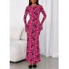imagePRETTYGARDEN Womens Floral Bodycon Maxi Dress 2025 Fall Elegant Mesh Long Sleeve Formal Wedding Guest Cocktail DressesHot Pink