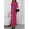 imagePRETTYGARDEN Womens Floral Bodycon Maxi Dress 2025 Fall Elegant Mesh Long Sleeve Formal Wedding Guest Cocktail DressesHot Pink