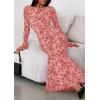 imagePRETTYGARDEN Womens Floral Bodycon Maxi Dress 2025 Fall Elegant Mesh Long Sleeve Formal Wedding Guest Cocktail DressesPink
