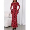 imagePRETTYGARDEN Womens Floral Bodycon Maxi Dress 2025 Fall Elegant Mesh Long Sleeve Formal Wedding Guest Cocktail DressesRed
