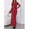 imagePRETTYGARDEN Womens Floral Bodycon Maxi Dress 2025 Fall Elegant Mesh Long Sleeve Formal Wedding Guest Cocktail DressesRed