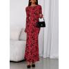 imagePRETTYGARDEN Womens Floral Bodycon Maxi Dress 2025 Fall Elegant Mesh Long Sleeve Formal Wedding Guest Cocktail DressesRed