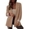 imagePRETTYGARDEN Blazers for Women 2025 Fall Work Office Suit Jackets Dressy Open Front Leopard Blazer Business Casual OutfitsKhaki