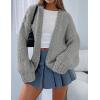 imagePRETTYGARDEN Cardigan Sweaters for Women Trendy Fall Fashion 2025 Long Sleeve Chunky Knit Cardigans Winter Clothing OutfitsLight Grey