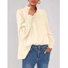 imagePRETTYGARDEN Fall Lantern Long Sleeve Shirts for Women 2025 Trendy Button Vneck Pullover Henley Tops Dressy Work BlousesBeige