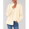 imagePRETTYGARDEN Fall Lantern Long Sleeve Shirts for Women 2025 Trendy Button Vneck Pullover Henley Tops Dressy Work BlousesBeige