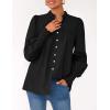 imagePRETTYGARDEN Fall Lantern Long Sleeve Shirts for Women 2025 Trendy Button Vneck Pullover Henley Tops Dressy Work BlousesBlack