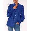 imagePRETTYGARDEN Fall Lantern Long Sleeve Shirts for Women 2025 Trendy Button Vneck Pullover Henley Tops Dressy Work BlousesBlue