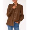 imagePRETTYGARDEN Fall Lantern Long Sleeve Shirts for Women 2025 Trendy Button Vneck Pullover Henley Tops Dressy Work BlousesBrown