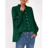 imagePRETTYGARDEN Fall Lantern Long Sleeve Shirts for Women 2025 Trendy Button Vneck Pullover Henley Tops Dressy Work BlousesDark Green