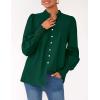 imagePRETTYGARDEN Fall Lantern Long Sleeve Shirts for Women 2025 Trendy Button Vneck Pullover Henley Tops Dressy Work BlousesDark Green