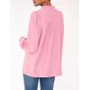 imagePRETTYGARDEN Fall Lantern Long Sleeve Shirts for Women 2025 Trendy Button Vneck Pullover Henley Tops Dressy Work BlousesPink