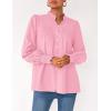 imagePRETTYGARDEN Fall Lantern Long Sleeve Shirts for Women 2025 Trendy Button Vneck Pullover Henley Tops Dressy Work BlousesPink