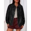 imagePRETTYGARDEN Faux Leather Jacket Women Bomber Motorcycle Zip Up Jackets Oversized Fall Fashion Outfits 2025 Winter CoatsBlack