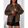 imagePRETTYGARDEN Faux Leather Jacket Women Bomber Motorcycle Zip Up Jackets Oversized Fall Fashion Outfits 2025 Winter CoatsBrown