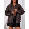 imagePRETTYGARDEN Faux Leather Jacket Women Bomber Motorcycle Zip Up Jackets Oversized Fall Fashion Outfits 2025 Winter CoatsDark Brown