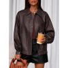imagePRETTYGARDEN Faux Leather Jacket Women Bomber Motorcycle Zip Up Jackets Oversized Fall Fashion Outfits 2025 Winter CoatsDark Brown