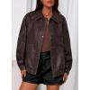 imagePRETTYGARDEN Faux Leather Jacket Women Bomber Motorcycle Zip Up Jackets Oversized Fall Fashion Outfits 2025 Winter CoatsDark Brown