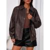 imagePRETTYGARDEN Faux Leather Jacket Women Bomber Motorcycle Zip Up Jackets Oversized Fall Fashion Outfits 2025 Winter CoatsDark Brown