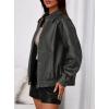 imagePRETTYGARDEN Faux Leather Jacket Women Bomber Motorcycle Zip Up Jackets Oversized Fall Fashion Outfits 2025 Winter CoatsGrey