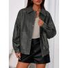 imagePRETTYGARDEN Faux Leather Jacket Women Bomber Motorcycle Zip Up Jackets Oversized Fall Fashion Outfits 2025 Winter CoatsGrey