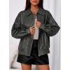 imagePRETTYGARDEN Faux Leather Jacket Women Bomber Motorcycle Zip Up Jackets Oversized Fall Fashion Outfits 2025 Winter CoatsGrey