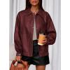 imagePRETTYGARDEN Faux Leather Jacket Women Bomber Motorcycle Zip Up Jackets Oversized Fall Fashion Outfits 2025 Winter CoatsWine Red