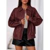 imagePRETTYGARDEN Faux Leather Jacket Women Bomber Motorcycle Zip Up Jackets Oversized Fall Fashion Outfits 2025 Winter CoatsWine Red