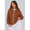 imagePRETTYGARDEN Hoodies for Women Sweatshirt Zip Up Hoodie Fall Fashion 2025 Trendy Long Sleeve Jackets Winter Clothing OutfitsBrown