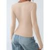 imagePRETTYGARDEN Long Sleeve Shirts for Women 2025 Fall Fashion V Neck Going Out Tops Slim Fit Basic Tees Y2K ClothesApricot