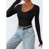 imagePRETTYGARDEN Long Sleeve Shirts for Women 2025 Fall Fashion V Neck Going Out Tops Slim Fit Basic Tees Y2K ClothesBlack