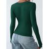 imagePRETTYGARDEN Long Sleeve Shirts for Women 2025 Fall Fashion V Neck Going Out Tops Slim Fit Basic Tees Y2K ClothesDark Green