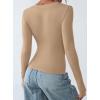 imagePRETTYGARDEN Long Sleeve Shirts for Women 2025 Fall Fashion V Neck Going Out Tops Slim Fit Basic Tees Y2K ClothesKhaki