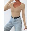 imagePRETTYGARDEN Long Sleeve Shirts for Women 2025 Fall Fashion V Neck Going Out Tops Slim Fit Basic Tees Y2K ClothesKhaki