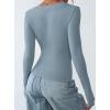 imagePRETTYGARDEN Long Sleeve Shirts for Women 2025 Fall Fashion V Neck Going Out Tops Slim Fit Basic Tees Y2K ClothesLight Grey Blue