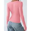 imagePRETTYGARDEN Long Sleeve Shirts for Women 2025 Fall Fashion V Neck Going Out Tops Slim Fit Basic Tees Y2K ClothesPink
