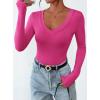 imagePRETTYGARDEN Long Sleeve Shirts for Women 2025 Fall Fashion V Neck Going Out Tops Slim Fit Basic Tees Y2K ClothesRose