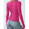 imagePRETTYGARDEN Long Sleeve Shirts for Women 2025 Fall Fashion V Neck Going Out Tops Slim Fit Basic Tees Y2K ClothesRose