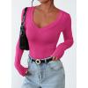 imagePRETTYGARDEN Long Sleeve Shirts for Women 2025 Fall Fashion V Neck Going Out Tops Slim Fit Basic Tees Y2K ClothesRose
