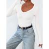 imagePRETTYGARDEN Long Sleeve Shirts for Women 2025 Fall Fashion V Neck Going Out Tops Slim Fit Basic Tees Y2K ClothesWhite