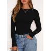 imagePRETTYGARDEN Long Sleeve Shirts for Women 2025 Fall Going Out Tops Casual Ribbed Knit Slim Fitted Basic Tees Y2K ClothesBlack