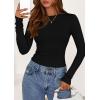 imagePRETTYGARDEN Long Sleeve Shirts for Women 2025 Fall Going Out Tops Casual Ribbed Knit Slim Fitted Basic Tees Y2K ClothesBlack