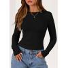 imagePRETTYGARDEN Long Sleeve Shirts for Women 2025 Fall Going Out Tops Casual Ribbed Knit Slim Fitted Basic Tees Y2K ClothesBlack